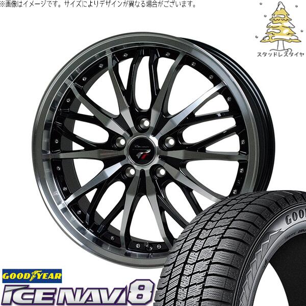 グッドイヤー アイスナビ8 225/45R18 ＋ プレシャス HM-3 メタリックブラックポリッシュ 18インチ 7.5J +48 5H114.3P スタッドレス・ホイール4本セット。1枚目。
