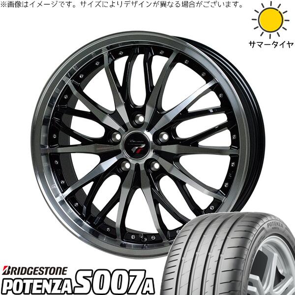 ブリヂストン ポテンザ S007A 215/50R17 ＋ プレシャス HM-3 メタリックブラックポリッシュ 17インチ 7J +48 5H100P サマー・ホイール4本セット。1枚目。