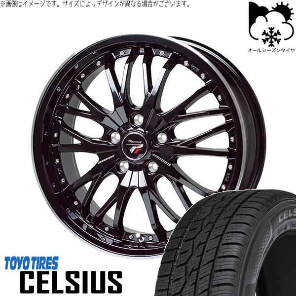 トーヨータイヤ セルシアス 225/55R18 ＋ プレシャス HM-3 メタリックブラック/リムポリッシュ 18インチ 7J +48 5H100P オールシーズン・ホイール4本セット。1枚目。