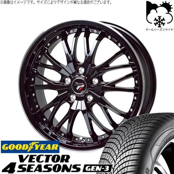 グッドイヤー ベクター4シーズンズ GEN-3 225/45R18 ＋ プレシャス HM-3 メタリックブラック/リムポリッシュ 18インチ 7J +48 5H114.3P オールシーズン・ホイール4本セット。1枚目。