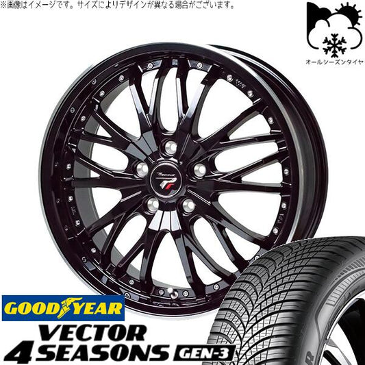グッドイヤー ベクター4シーズンズ GEN-3 225/45R18 ＋ プレシャス HM-3 メタリックブラック/リムポリッシュ 18インチ 7J +48 5H114.3P オールシーズン・ホイール4本セット。1枚目。