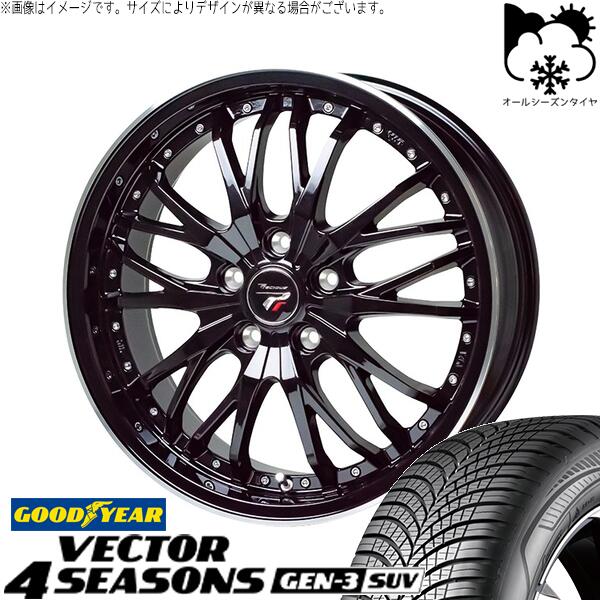 グッドイヤー ベクター4シーズンズ GEN-3 SUV 225/60R18 ＋ プレシャス HM-3 メタリックブラック/リムポリッシュ 18インチ 7J +48 5H114.3P オールシーズン・ホイール4本セット。1枚目。