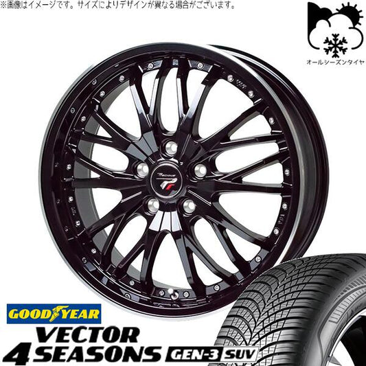グッドイヤー ベクター4シーズンズ GEN-3 SUV 225/60R18 ＋ プレシャス HM-3 メタリックブラック/リムポリッシュ 18インチ 7J +48 5H114.3P オールシーズン・ホイール4本セット。1枚目。