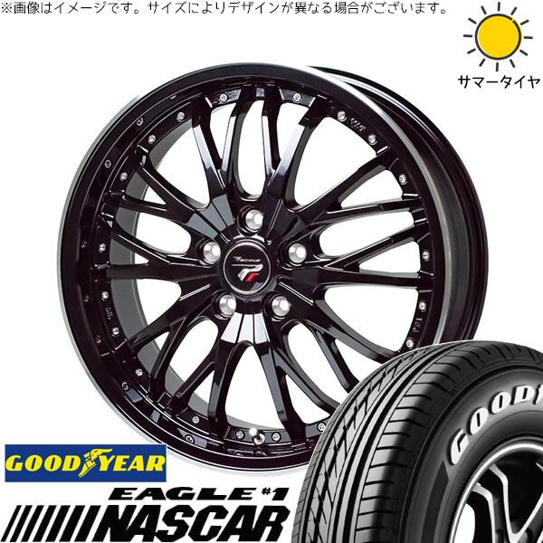 グッドイヤー イーグル ナスカー 215/60R17 ＋ プレシャス HM-3 メタリックブラック/リムポリッシュ 17インチ 7J +50 5H114.3P サマー・ホイール4本セット。1枚目。