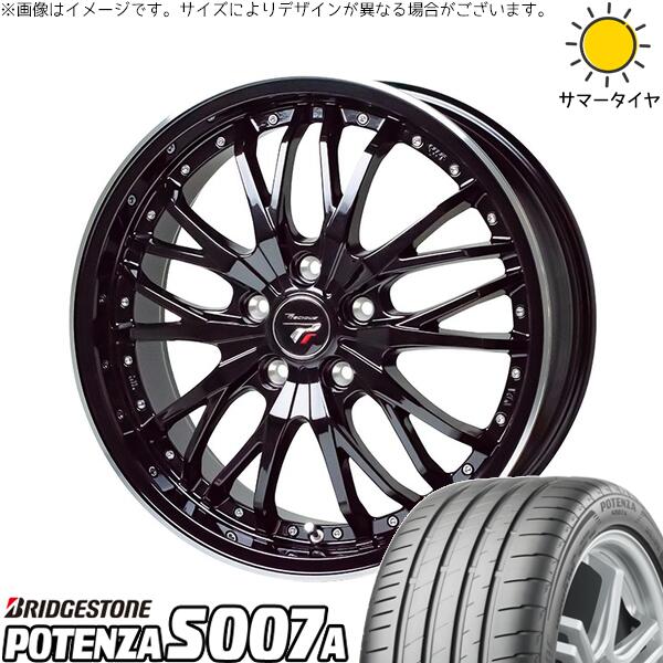 ブリヂストン ポテンザ S007A 215/45R18 ＋ プレシャス HM-3 メタリックブラック/リムポリッシュ 18インチ 7.5J +48 5H114.3P サマー・ホイール4本セット。1枚目。