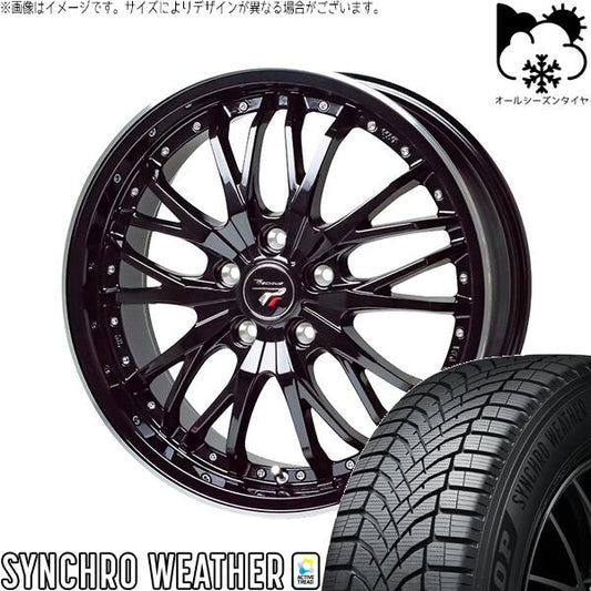 ダンロップ シンクロウェザー 215/45R18 ＋ プレシャス HM-3 メタリックブラック/リムポリッシュ 18インチ 7J +48 5H114.3P オールシーズン・ホイール4本セット。1枚目。