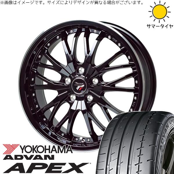 ヨコハマタイヤ アドバン APEX V601 225/40R18 ＋ プレシャス HM-3 メタリックブラック/リムポリッシュ 18インチ 7J +48 5H114.3P サマー・ホイール4本セット。1枚目。