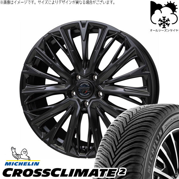 ミシュラン CROSSCLIMATE 2 235/55R18 ＋ プレシャス HM-4 セミグロスブラック 18インチ 7.0J +38 5H114.3P オールシーズン・ホイール4本セット。1枚目。