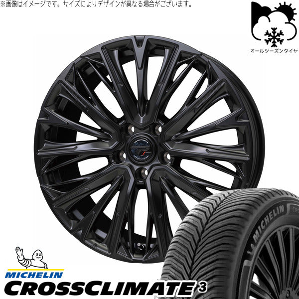 ミシュラン CROSSCLIMATE 3 225/55R18 ＋ プレシャス HM-4 セミグロスブラック 18インチ 7.0J +48 5H114.3P オールシーズン・ホイール4本セット。1枚目。