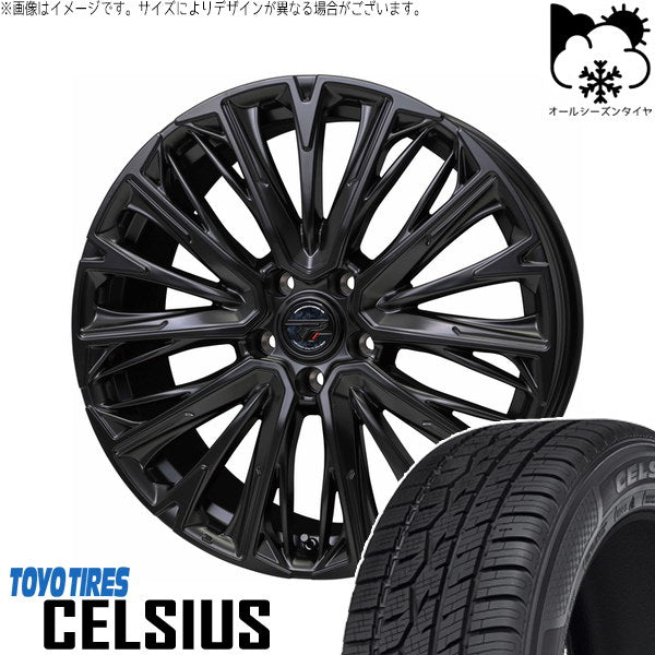 トーヨータイヤ セルシアス 225/55R18 ＋ プレシャス HM-4 セミグロスブラック 18インチ 7.0J +38 5H114.3P オールシーズン・ホイール4本セット。1枚目。