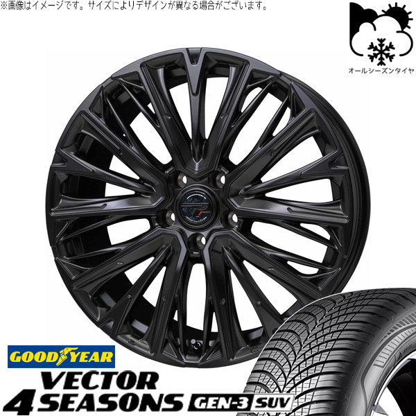 グッドイヤー ベクター4シーズンズ GEN-3 SUV 225/60R18 ＋ プレシャス HM-4 セミグロスブラック 18インチ 7.0J +48 5H114.3P オールシーズン・ホイール4本セット。1枚目。
