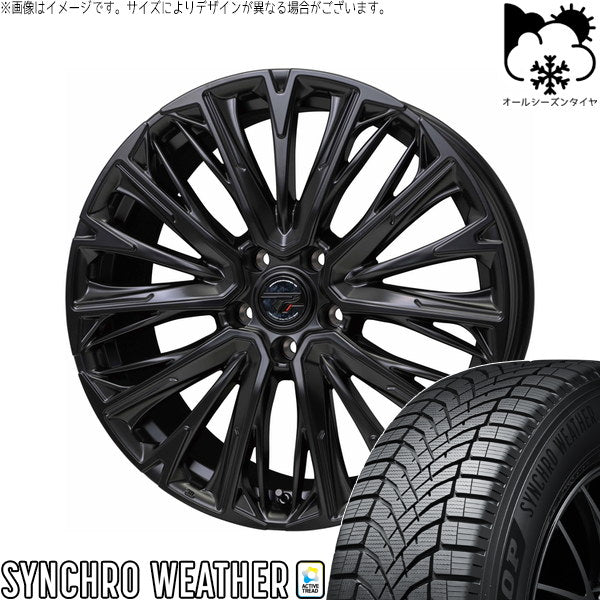 ダンロップ シンクロウェザー 225/45R18 ＋ プレシャス HM-4 セミグロスブラック 18インチ 7.0J +38 5H114.3P オールシーズン・ホイール4本セット。1枚目。