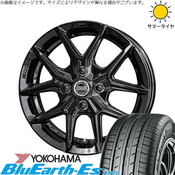 ヨコハマタイヤ ブルーアース ES32 165/65R14 ＋ スマック IG-TEC グロスブラック 14インチ 5J +34 4H100P サマー・ホイール4本セット。1枚目。