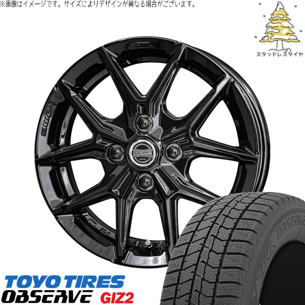 トーヨータイヤ OBSERVE 175/60R16 ＋ スマック IG-TEC グロスブラック 16インチ 6J +40 4H100P スタッドレス・ホイール4本セット。1枚目。