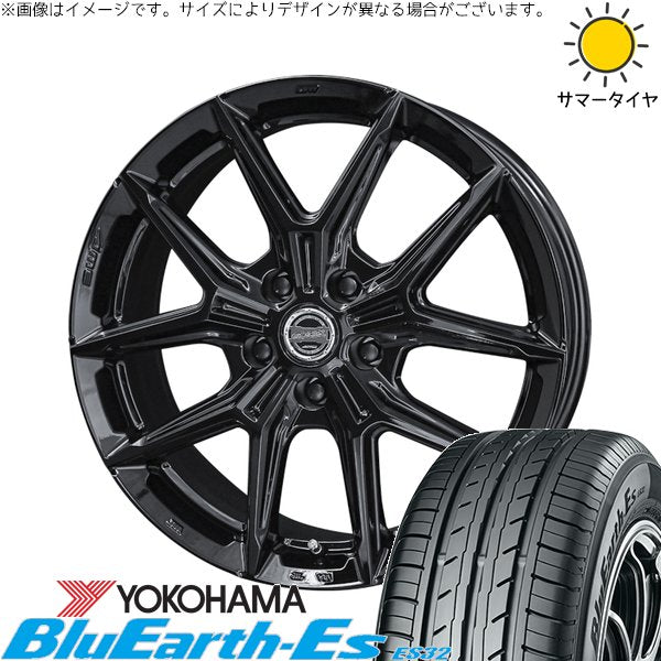 ヨコハマタイヤ ブルーアース ES32 205/55R16 ＋ スマック IG-TEC グロスブラック 16インチ 6.5J +42 5H114.3P サマー・ホイール4本セット。1枚目。