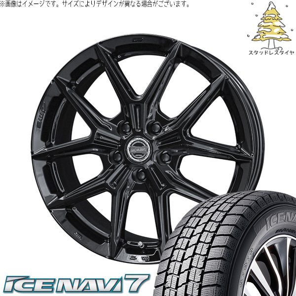 グッドイヤー アイスナビ7 215/40R18 ＋ スマック IG-TEC グロスブラック 18インチ 7.5J +45 5H114.3P スタッドレス・ホイール4本セット。1枚目。