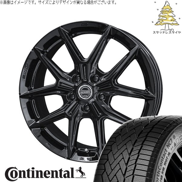 コンチネンタル ノースコンタクト NC7 225/60R18 ＋ スマック IG-TEC グロスブラック 18インチ 7.5J +39 5H120P スタッドレス・ホイール4本セット。1枚目。