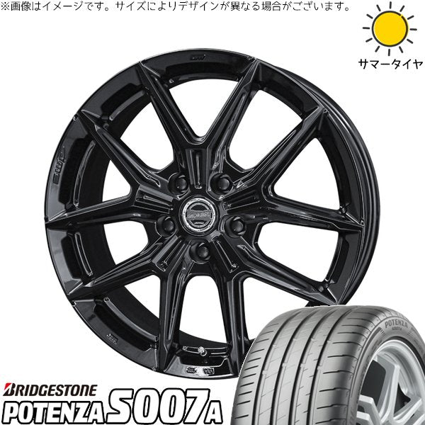 ブリヂストン ポテンザ S007A 215/40R18 ＋ スマック IG-TEC グロスブラック 18インチ 7.5J +45 5H114.3P サマー・ホイール4本セット。1枚目。