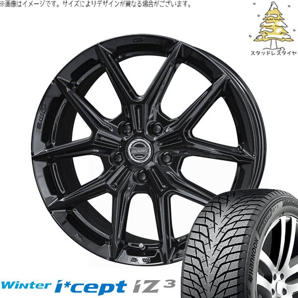 ハンコック ウィンターアイセプト IZ3 W636 215/60R17 ＋ スマック IG-TEC グロスブラック 17インチ 7J +38 5H114.3P スタッドレス・ホイール4本セット。1枚目。