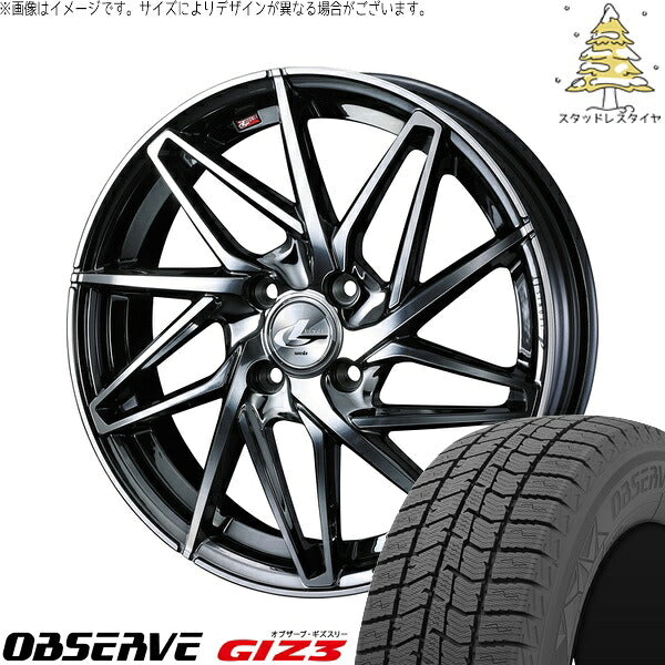 トーヨータイヤ オブザーブ GIZ3 195/50R16 ＋ レオニス IT ブラックメタルコート/ミラーカット 16インチ 6J +42 4H100P スタッドレス・ホイール4本セット。1枚目。