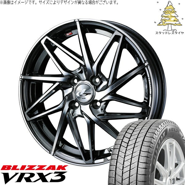ブリヂストン ブリザック VRX3 195/50R16 ＋ レオニス IT ブラックメタルコート/ミラーカット 16インチ 6J +50 4H100P スタッドレス・ホイール4本セット。1枚目。