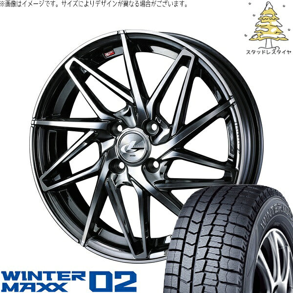 ダンロップ ウィンターマックス02 155/55R14 ＋ レオニス IT ブラックメタルコート/ミラーカット 14インチ 4.5J +45 4H100P スタッドレス・ホイール4本セット。1枚目。