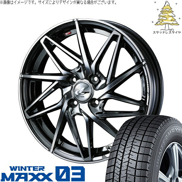 ダンロップ ウィンターマックス03 185/60R16 ＋ レオニス IT ブラックメタルコート/ミラーカット 16インチ 6J +42 4H100P スタッドレス・ホイール4本セット。1枚目。