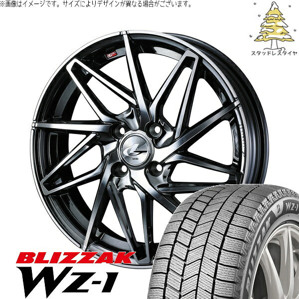 ブリヂストン ブリザック WZ-1 175/65R15 ＋ レオニス IT ブラックメタルコート/ミラーカット 15インチ 4.5J +45 4H100P スタッドレス・ホイール4本セット。1枚目。