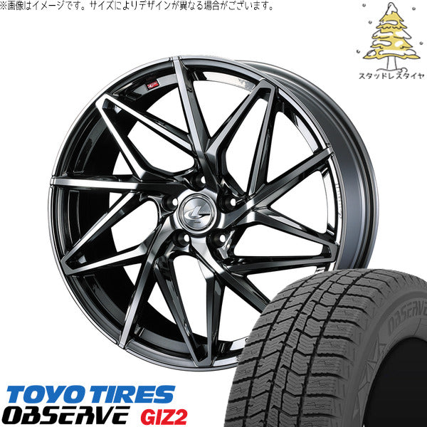 トーヨータイヤ OBSERVE 215/45R17 ＋ レオニス IT ブラックメタルコート/ミラーカット 17インチ 7J +42 5H114.3P スタッドレス・ホイール4本セット。1枚目。