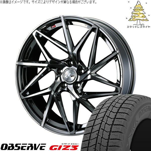 トーヨータイヤ オブザーブ GIZ3 215/45R17 ＋ レオニス IT ブラックメタルコート/ミラーカット 17インチ 7J +42 5H114.3P スタッドレス・ホイール4本セット。1枚目。
