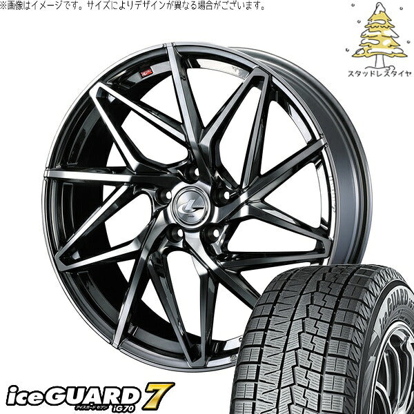 ヨコハマタイヤ アイスガードセブン IG70 225/45R19 ＋ レオニス IT ブラックメタルコート/ミラーカット 19インチ 8J +43 5H114.3P スタッドレス・ホイール4本セット。1枚目。