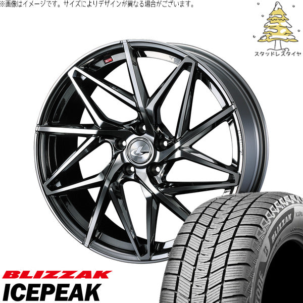 ブリヂストン ブリザック ICEPEAK 225/55R18 ＋ レオニス IT ブラックメタルコート/ミラーカット 18インチ 7J +55 5H114.3P スタッドレス・ホイール4本セット。1枚目。