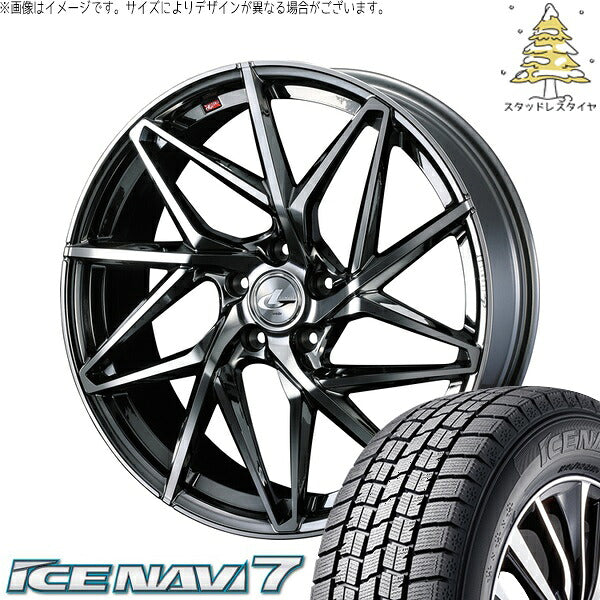 グッドイヤー アイスナビ7 215/45R17 ＋ レオニス IT ブラックメタルコート/ミラーカット 17インチ 6.5J +52 5H114.3P スタッドレス・ホイール4本セット。1枚目。