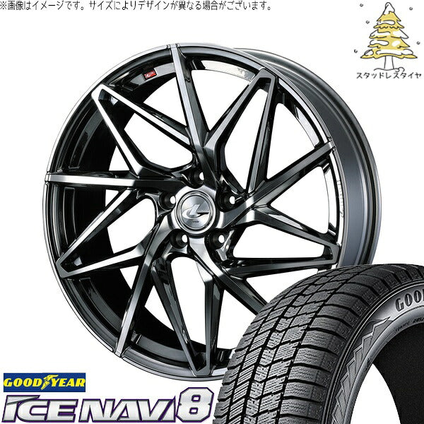 グッドイヤー アイスナビ8 225/60R17 ＋ レオニス IT ブラックメタルコート/ミラーカット 17インチ 7J +42 5H114.3P スタッドレス・ホイール4本セット。1枚目。