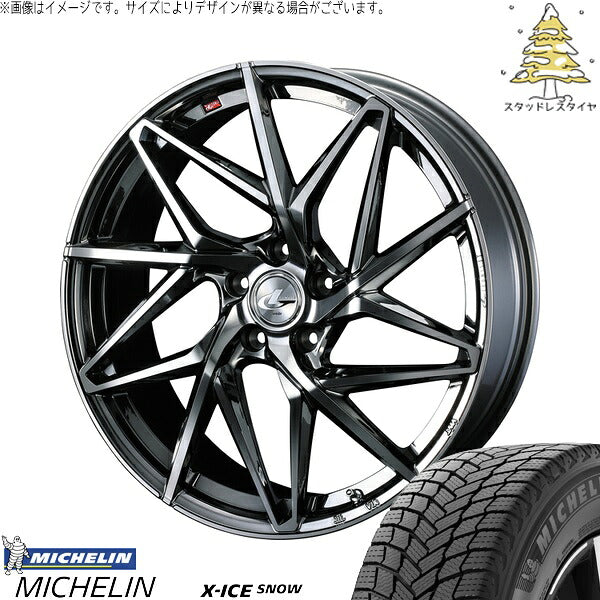 ミシュラン エックスアイス スノー 215/45R18 ＋ レオニス IT ブラックメタルコート/ミラーカット 18インチ 8J +42 5H114.3P スタッドレス・ホイール4本セット。1枚目。