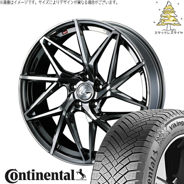 コンチネンタル バイキングコンタクト8 205/55R17 ＋ レオニス IT ブラックメタルコート/ミラーカット 17インチ 7J +42 5H114.3P スタッドレス・ホイール4本セット。1枚目。