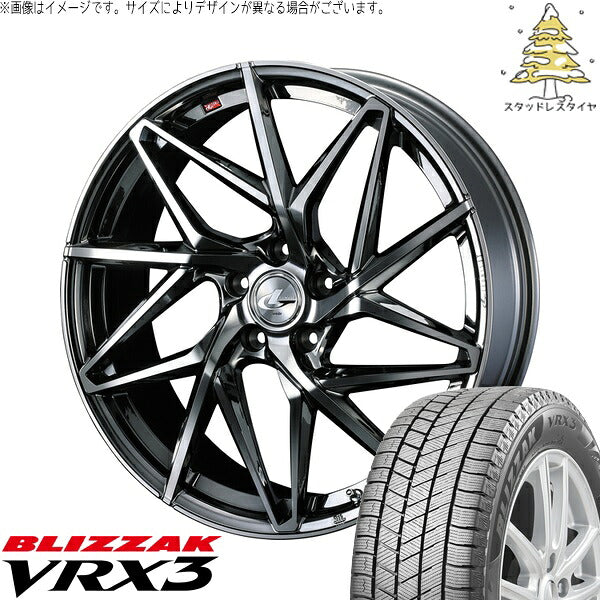 ブリヂストン ブリザック VRX3 195/45R17 ＋ レオニス IT ブラックメタルコート/ミラーカット 17インチ 7J +47 5H100P スタッドレス・ホイール4本セット。1枚目。
