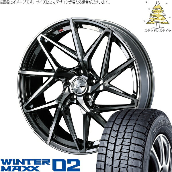 ダンロップ ウィンターマックス02 225/40R18 ＋ レオニス IT ブラックメタルコート/ミラーカット 18インチ 7J +47 5H114.3P スタッドレス・ホイール4本セット。1枚目。
