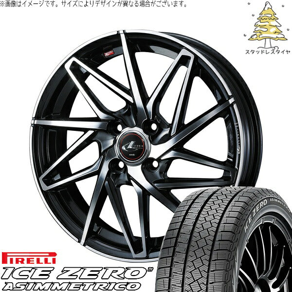 ピレリ アイスゼロアシンメトリコ 185/65R15 ＋ レオニス IT パールブラック/ミラーカット 15インチ 5.5J +43 4H100P スタッドレス・ホイール4本セット。1枚目。