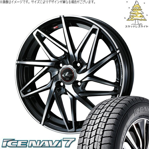 グッドイヤー アイスナビ7 175/70R14 ＋ レオニス IT パールブラック/ミラーカット 14インチ 5.5J +42 4H100P スタッドレス・ホイール4本セット。1枚目。