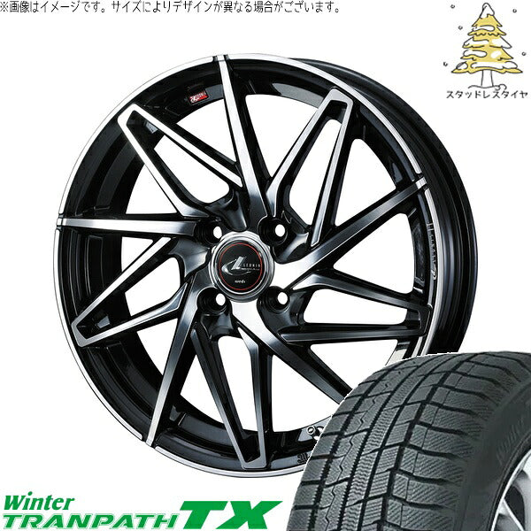 トーヨータイヤ ウィンタートランパス TX 185/65R15 ＋ レオニス IT パールブラック/ミラーカット 15インチ 5.5J +43 4H100P スタッドレス・ホイール4本セット。1枚目。