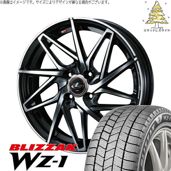 ブリヂストン ブリザック WZ-1 185/55R16 ＋ レオニス IT パールブラック/ミラーカット 16インチ 6J +42 4H100P スタッドレス・ホイール4本セット。1枚目。