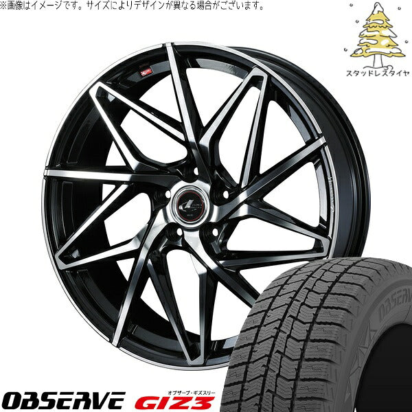 トーヨータイヤ オブザーブ GIZ3 195/45R17 ＋ レオニス IT パールブラック/ミラーカット 17インチ 7J +47 5H114.3P スタッドレス・ホイール4本セット。1枚目。