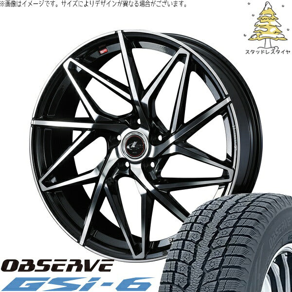 トーヨータイヤ オブザーブ Gsi-6 215/70R16 ＋ レオニス IT パールブラック/ミラーカット 16インチ 6.5J +40 5H114.3P スタッドレス・ホイール4本セット。1枚目。