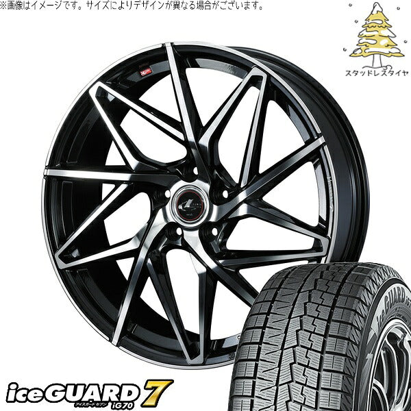 ヨコハマタイヤ アイスガードセブン IG70 225/45R18 ＋ レオニス IT パールブラック/ミラーカット 18インチ 7J +47 5H114.3P スタッドレス・ホイール4本セット。1枚目。