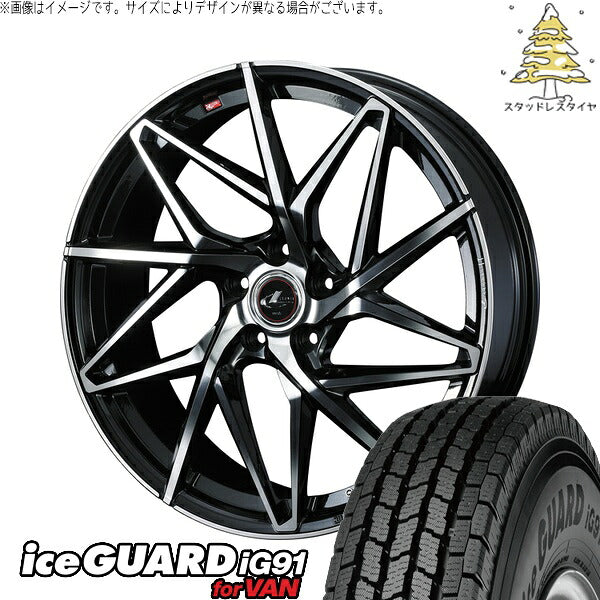 ヨコハマタイヤ アイスガード91 IG91 225/70R16 ＋ レオニス IT パールブラック/ミラーカット 16インチ 6.5J +40 5H114.3P スタッドレス・ホイール4本セット。1枚目。