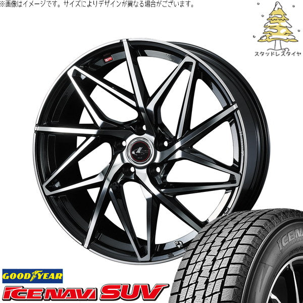 グッドイヤー アイスナビ SUV 225/65R17 ＋ レオニス IT パールブラック/ミラーカット 17インチ 6.5J +52 5H114.3P スタッドレス・ホイール4本セット。1枚目。