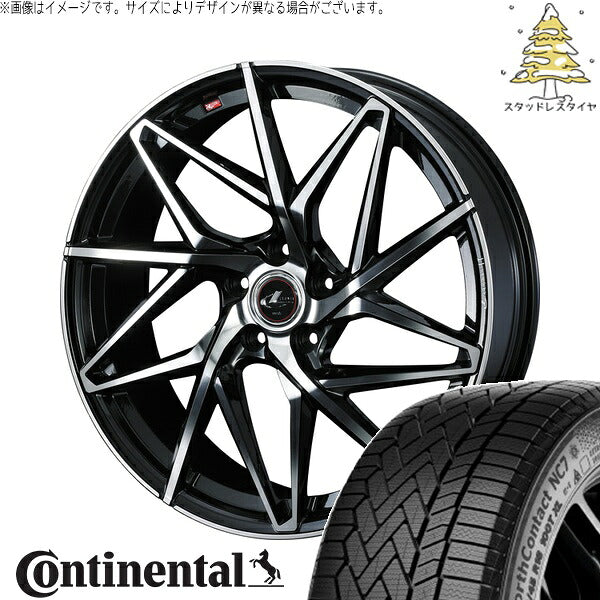 コンチネンタル ノースコンタクト NC7 225/55R17 ＋ レオニス IT パールブラック/ミラーカット 17インチ 7J +42 5H114.3P スタッドレス・ホイール4本セット。1枚目。