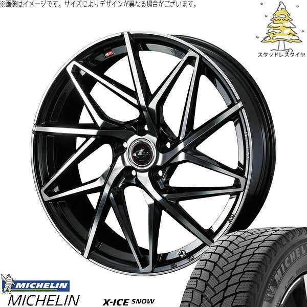 ミシュラン エックスアイス スノー 225/55R17 ＋ レオニス IT パールブラック/ミラーカット 17インチ 7J +47 5H114.3P スタッドレス・ホイール4本セット。1枚目。