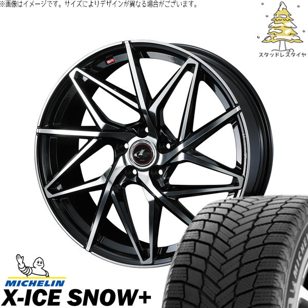 ミシュラン エックスアイス スノー+ 225/60R18 ＋ レオニス IT パールブラック/ミラーカット 18インチ 7J +55 5H114.3P スタッドレス・ホイール4本セット。1枚目。
